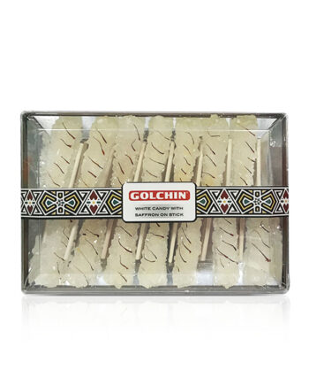 Golchin White Candy with Saffron on Stick (Nabat Sefid) 230 G