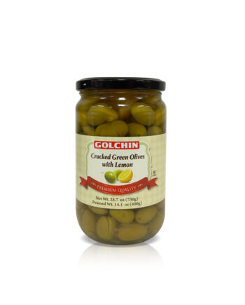 Golchin Green Olives with Lemon (Zeytoon-with-Limoo) 14 OZ