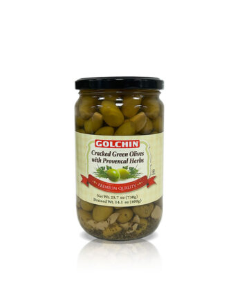 Golchin Cracked Green Olives with Provencal Herbs (Zeytoon) 14 OZ